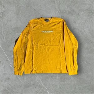 Abercrombie & Fitch Shirt Mens Small Yellow Y2K 90s Spellout LS‎ Hip Hop Skater